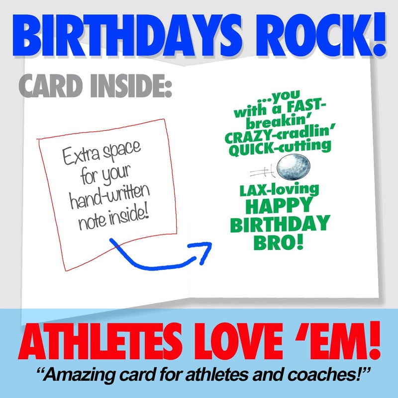 Play Strong Lacrosse Boys Birthday Card 1-Pack (5x7) Power Player Illustrated Sports Birthday Cards Greeting Cards- Awesome for Lacrosse Players, Coaches and Fans Birthdays, Gifts and Parties! - Image 3